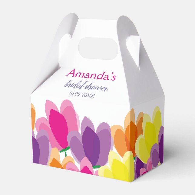 Modern Colourful Floral Favor Box (Front Side)