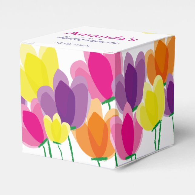 Modern Colourful Floral Favor Box (Front Side)