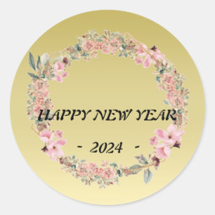 Modern colourful floral flower custom monogram classic round sticker