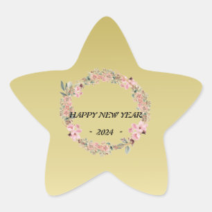 Modern colourful  floral flower custom monogram  star sticker