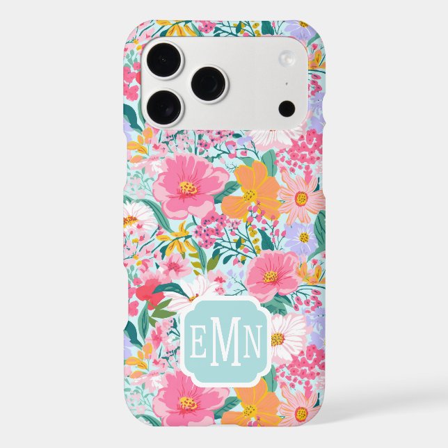 Modern Colourful Floral Garden Monogrammed (Back)