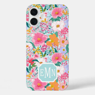 Modern Colourful Floral Garden Monogrammed Case-Ma iPhone 16 Plus Case