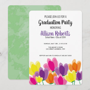 Modern colourful floral graduation party invitatio invitation