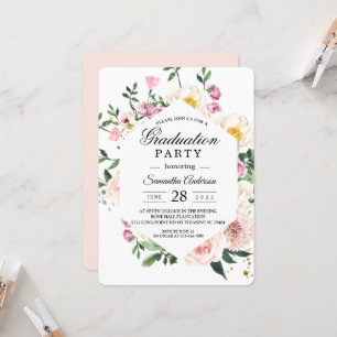 Modern Colourful Floral Graduation Party Invitation