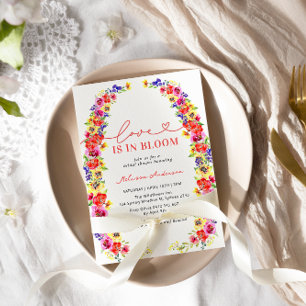 Modern Colourful Floral Love in Bloom Bridal Showe Invitation