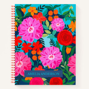 Modern Colourful floral personalized name  Notebook