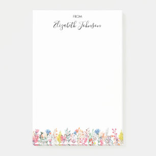 Modern Colourful Floral Watercolor Post-it Notes