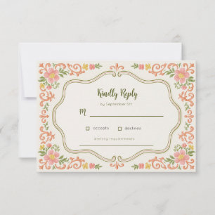 Modern Colourful Floral Wedding Rsvp card