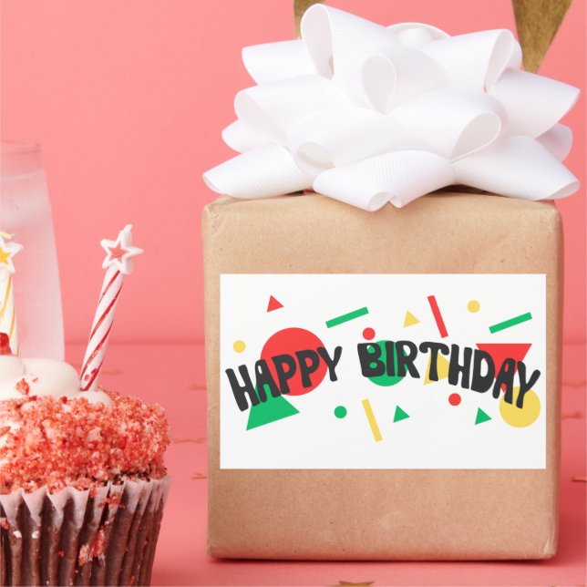 Modern colourful for children Happy Birthday Squar Sticker (Party)