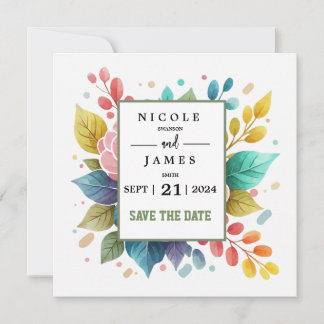 Modern Colourful Fowers Watercolor Save The Date