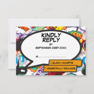 Modern Colourful Fun Comic Book Stylish RSVP Card