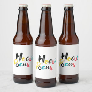 Modern, colourful, fun, cool, trendy Hocus Pocus Beer Bottle Label