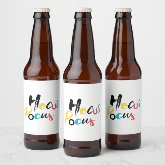 Modern, colourful, fun, cool, trendy Hocus Pocus Beer Bottle Label (Bottles)