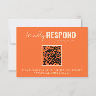 Modern Colourful Fun QR Code Whimsical Wedding RSVP Card