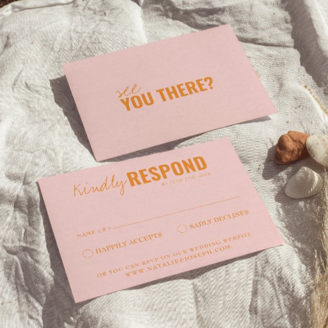 Modern Colourful Fun Retro Whimsical Wedding RSVP Card (Creator Uploaded)