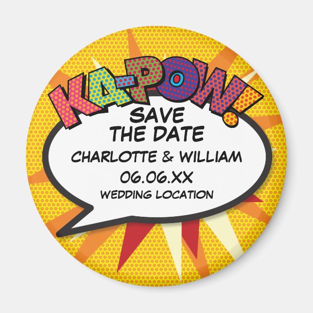 Modern Colourful Fun Save the Date Magnet (Front)