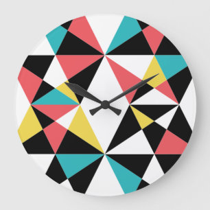 Modern, colourful, fun, trendy, geometric pattern large clock