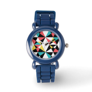 Modern, colourful, fun, trendy, geometric pattern watch