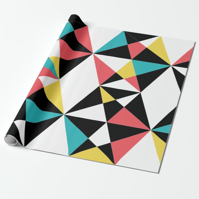 Modern, colourful, fun, trendy, geometric pattern wrapping paper (Unrolled)