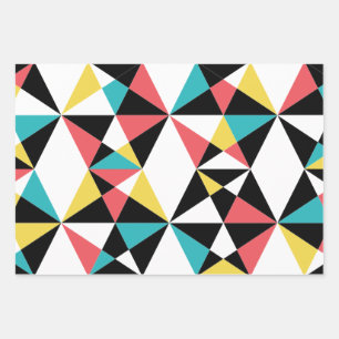 Modern, colourful, fun, trendy, geometric pattern wrapping paper sheet