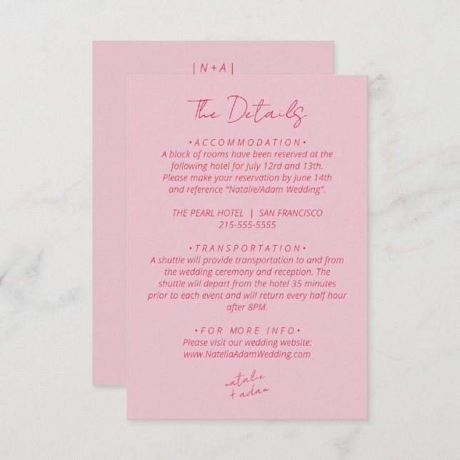 Modern Colourful Fun Warm Retro  Wedding Details Enclosure Card (Front/Back)