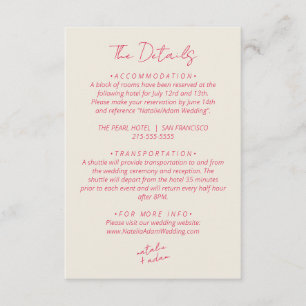 Modern Colourful Fun Warm Retro  Wedding Details Enclosure Card