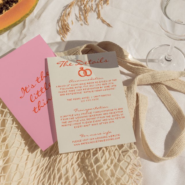 Modern colourful Funky Retro Fun Wedding Details Enclosure Card (Creator Uploaded)