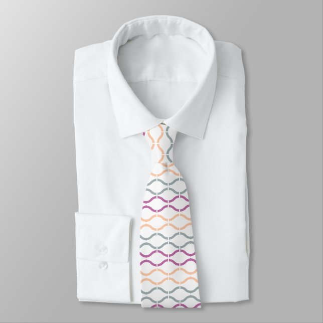 Modern Colourful Funky Retro Geometric Pattern Tie (Tied)