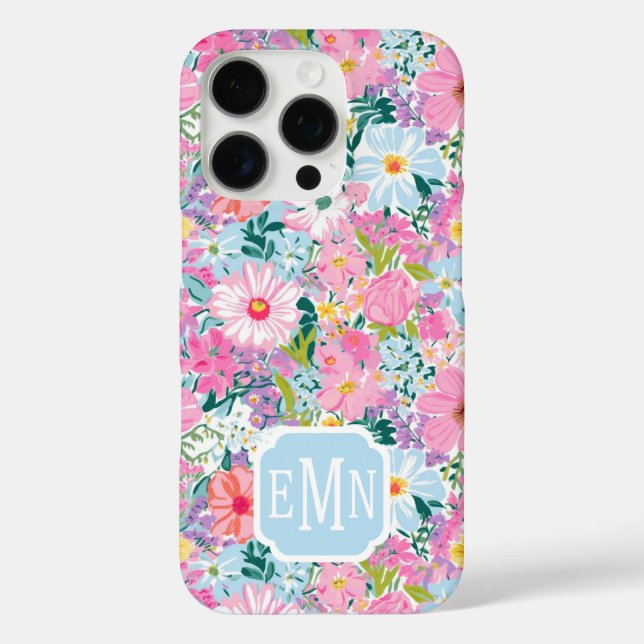 Modern Colourful Garden Monogrammed Case-Mate iPhone Case (Back)