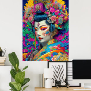 Modern Colourful Geisha Poster 