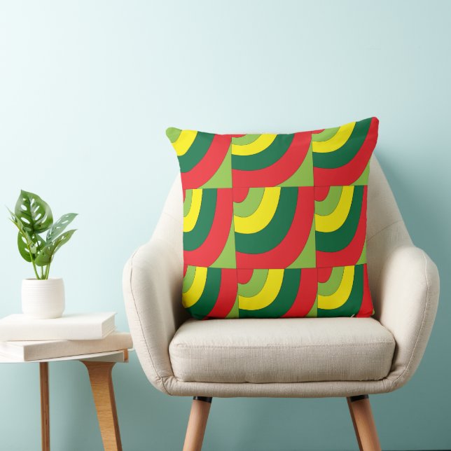 Modern Colourful Geometric Arch Pattern Throw Pillow (Chair)