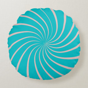 Modern colourful geometric blue pink trendy chic round pillow