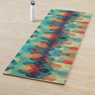 Modern Colourful Geometric Cubes Pattern Yoga Mat