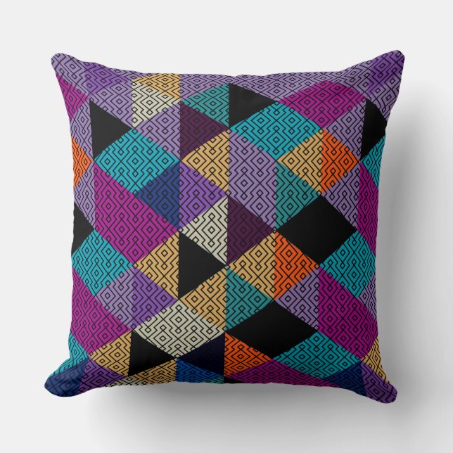 Modern Colourful Geometric Design Throw Pillow (Front)
