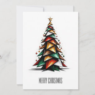 Modern Colourful Geometric Merry Christmas Tree Holiday Card