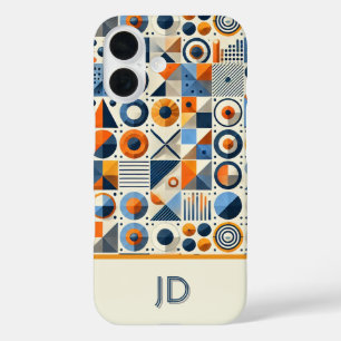 Modern Colourful Geometric Monogrammed iPhone 16 Case