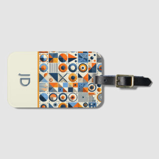 Modern Colourful Geometric Monogrammed Luggage Tag