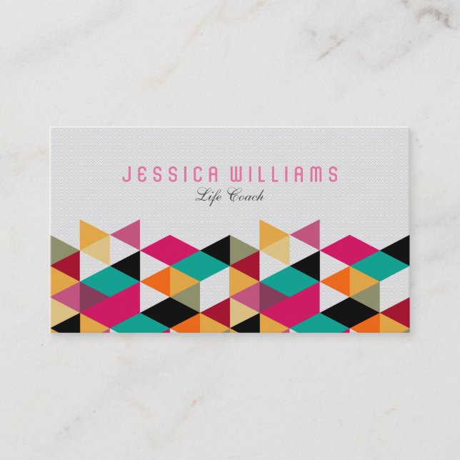 Modern Colourful Geometric Pattern Business Card (Front)