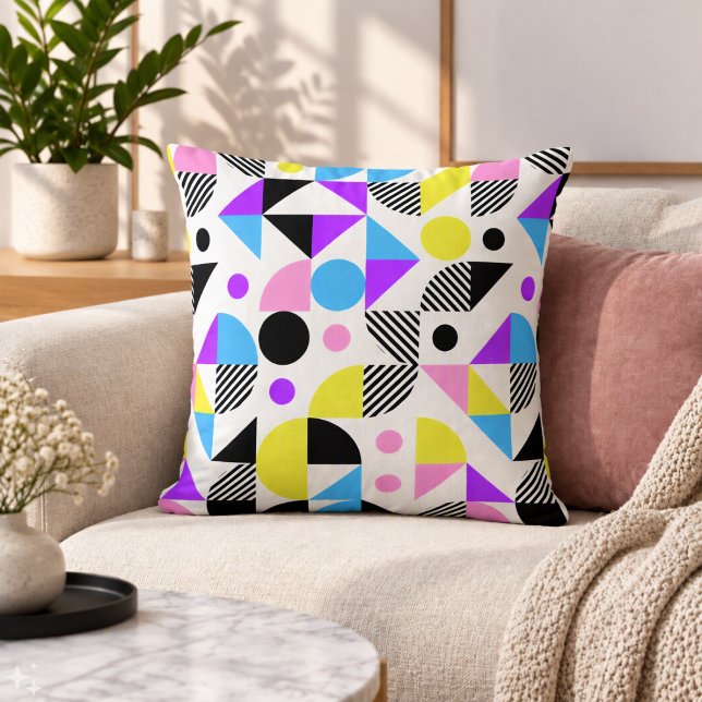 Modern Colourful Geometric Pattern Throw Pillow (Creator Uploaded)
