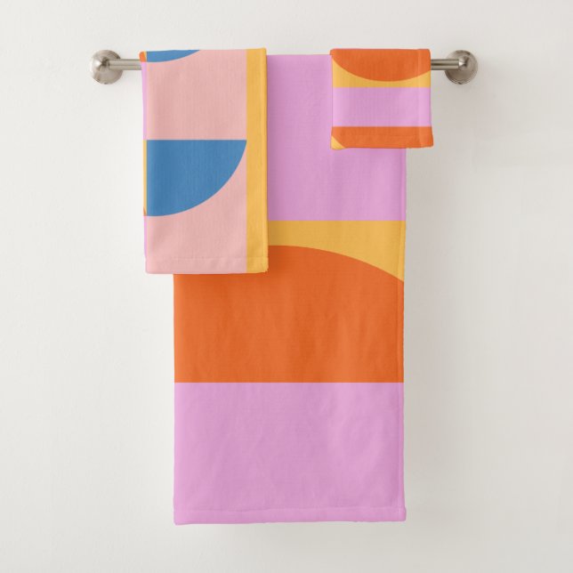 Modern Colourful Geometric Shapes Pattern Bath Towel Set (Insitu)
