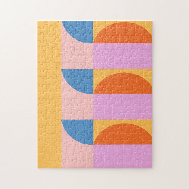 Modern Colourful Geometric Shapes Pattern Jigsaw Puzzle (Vertical)