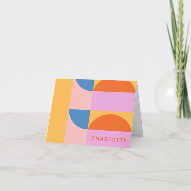 Modern Colourful Geometric Shapes Personalized Note Card (Front)