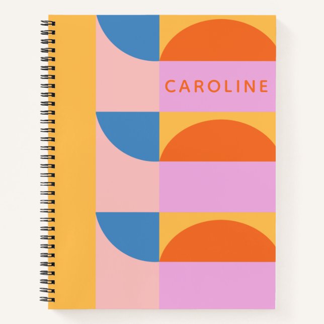 Modern Colourful Geometric Shapes Personalized Notebook (Front)