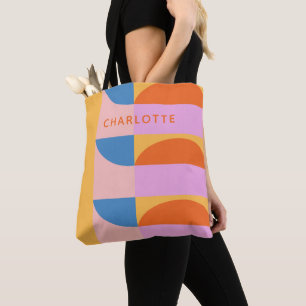 Modern Colourful Geometric Shapes Personalized Tote Bag