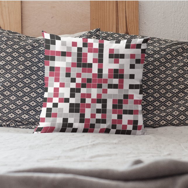Modern Colourful Geometric Square Pattern Throw Pillow (Creator Uploaded)