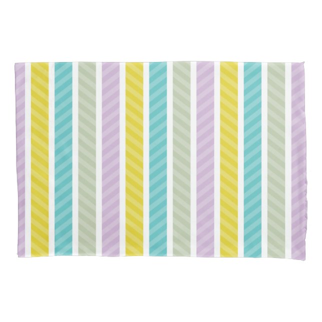 Modern Colourful Geometric Stripes Pattern Pillowcase (Front)