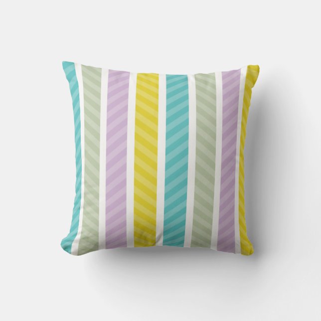Modern Colourful Geometric Stripes Pattern Throw Pillow (Front)