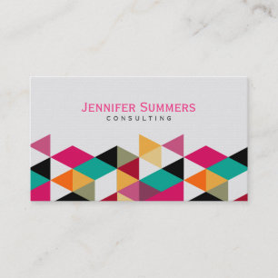 Modern Colourful Geometric Triangles Pattern 4a Business Card