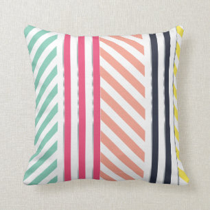 Modern Colourful Girly Stripes Throw Pillow
