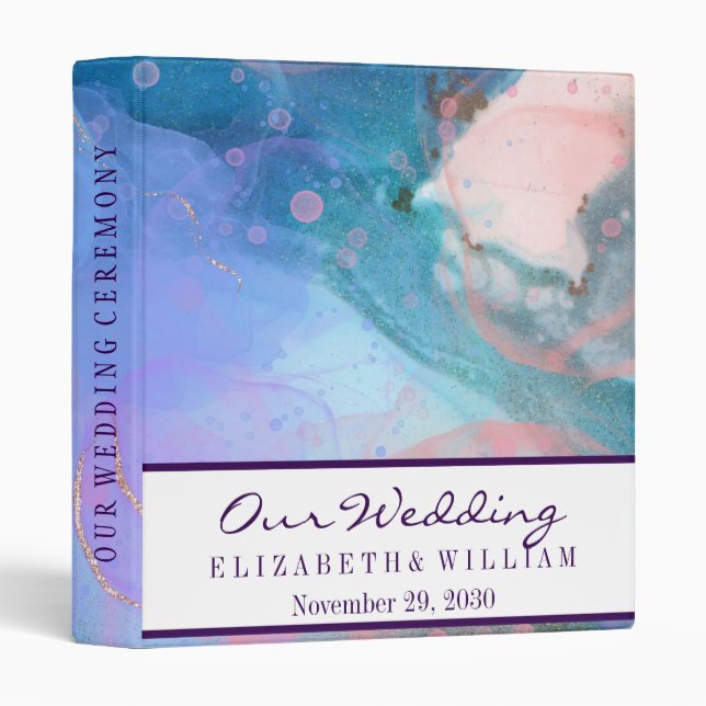 Modern Colourful Glitter Faux Foil Personalized Binder (Front/Spine)